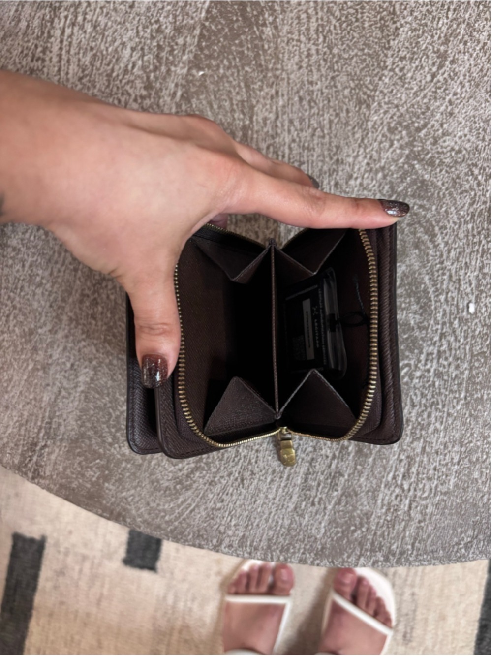 Women's Louis Vuitton Damier Ebene Wallet One Size Brown Gold - Picture 5 of 10